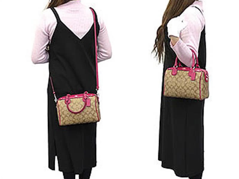Coach Signature Mini Bennett Crossbody Satchel Khakhi Pink 7