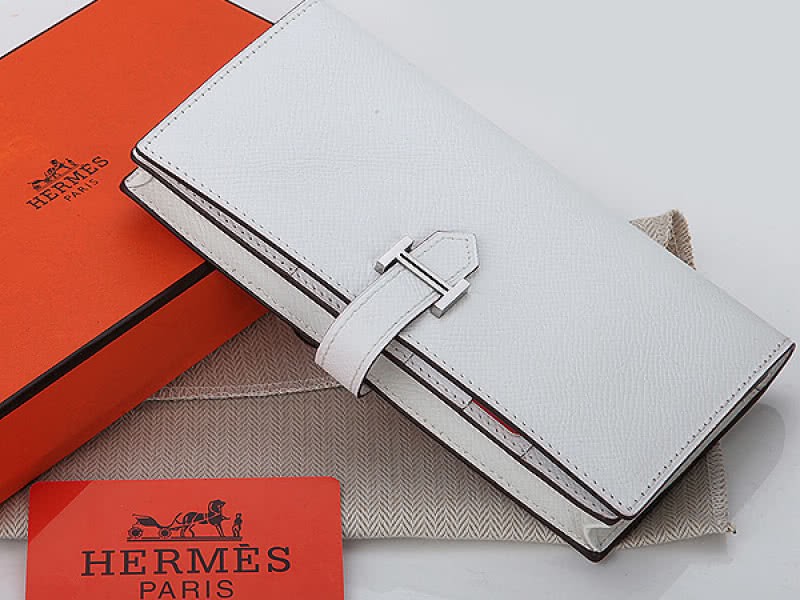 Hermes Epsom Original Calfskin Bearn Japonaise Bi-Fold Wallet White 1