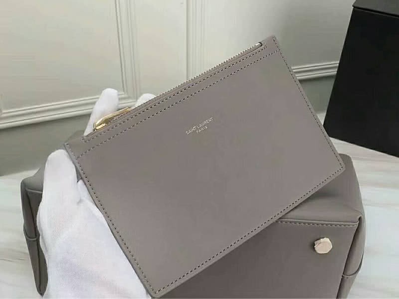 Saint Laurent Large Leather Ysl Shopper Tote Grey 8