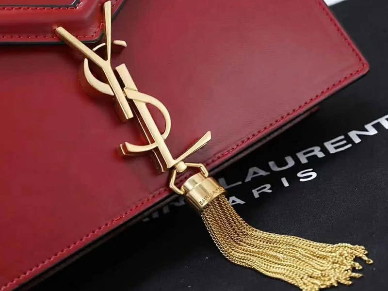 Saint Laurent Cassandra Monogram Clasp Bag Calfskin Red 5
