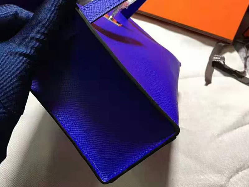 Hermes Epsom Mini Kelly Pochette Silver Hardware Electric Blue 4