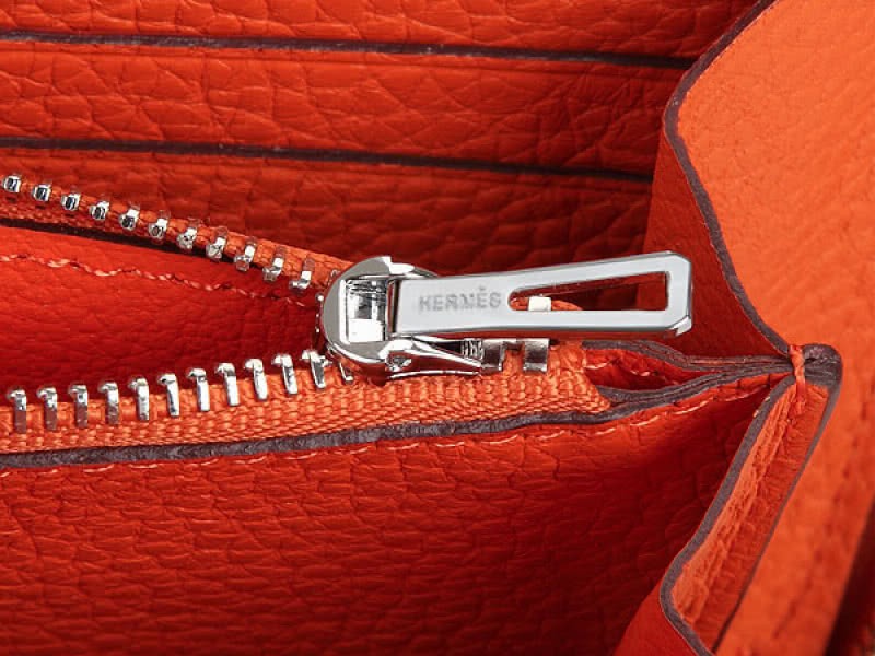 Hermes Zipper Wallet Original Leather Orange 4