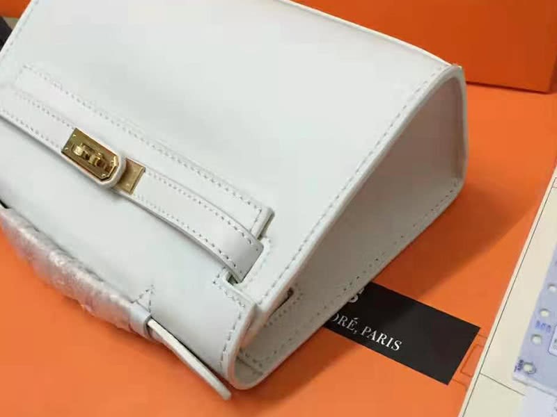 Hermes Swift Kelly Pochette Clutch Gold Hardware White 4