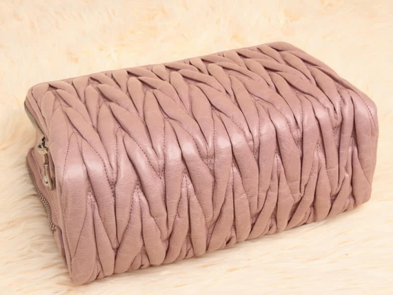 Miu Miu Glazed Matelasse Leather Mini Shoulder Bag Light Pink 4