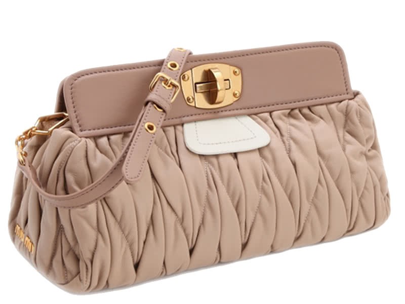 Miu Miu Matelasse Oversized Convertible Clutch Beige 3