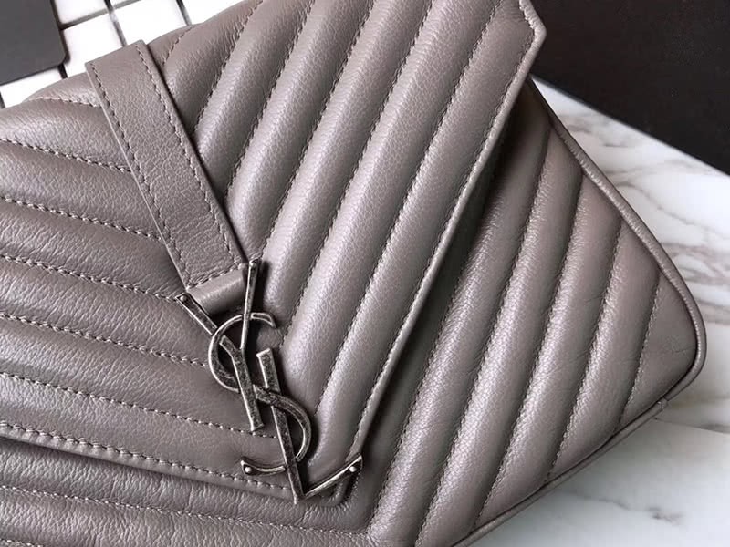 Saint Laurent Coll Ge Medium In Matelass Leather Grey 5
