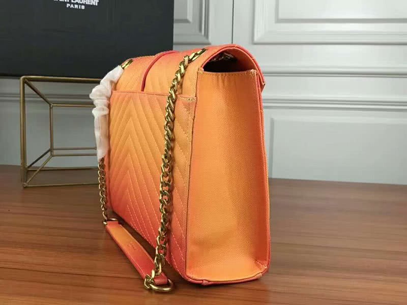 Saint Laurent Ysl Monogram Satchel In Orange Matelasse Leather 5