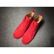 Christian Louboutin High Top Suede All Red And Rhinestones On Toe Cap
