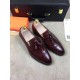 Hermes Fashion Comfortable Sports Shoes Cowhide Wine Red Men
